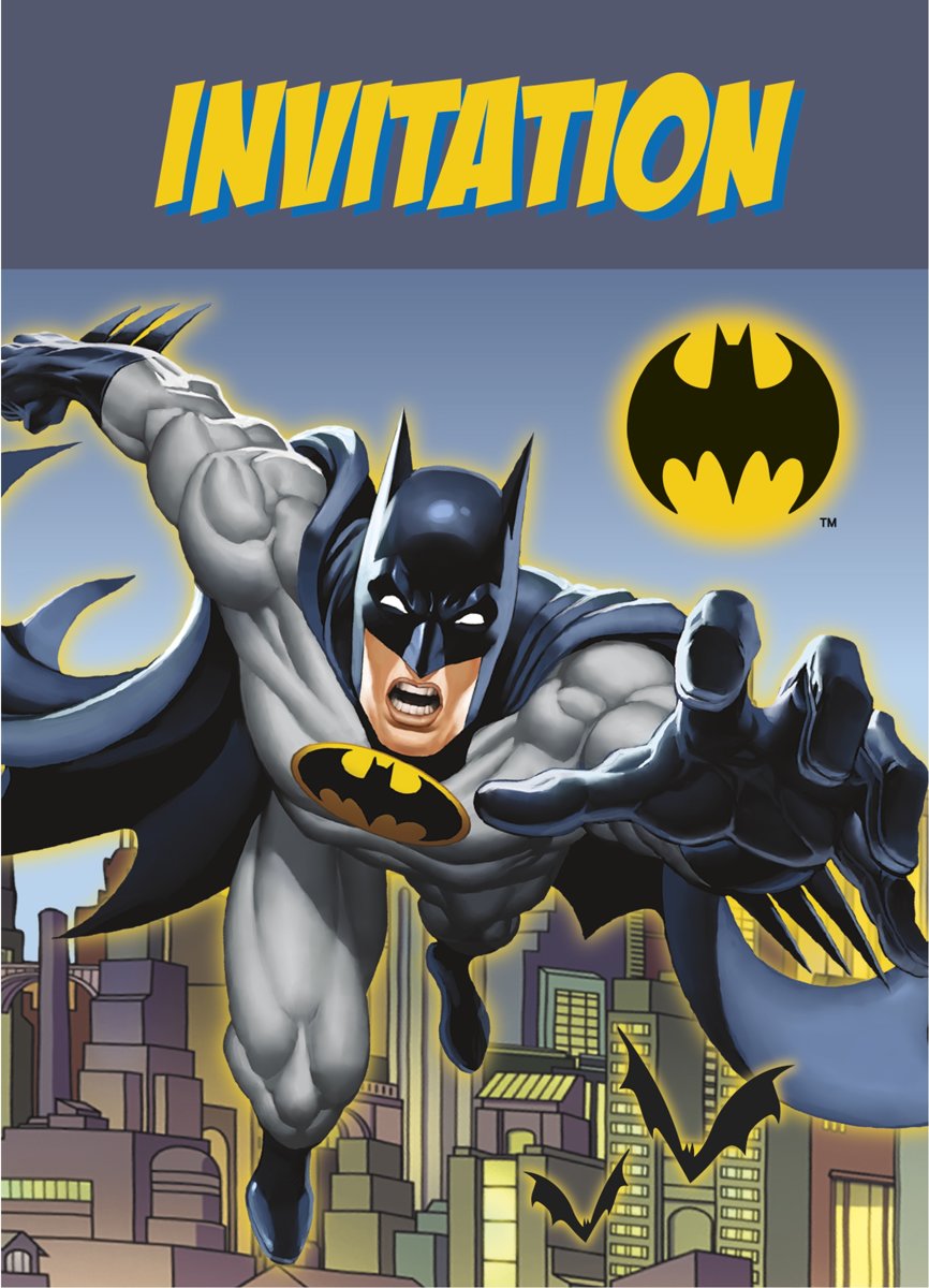 8 Batman™ uitnodigingen - Feestdecoratievoorwerp