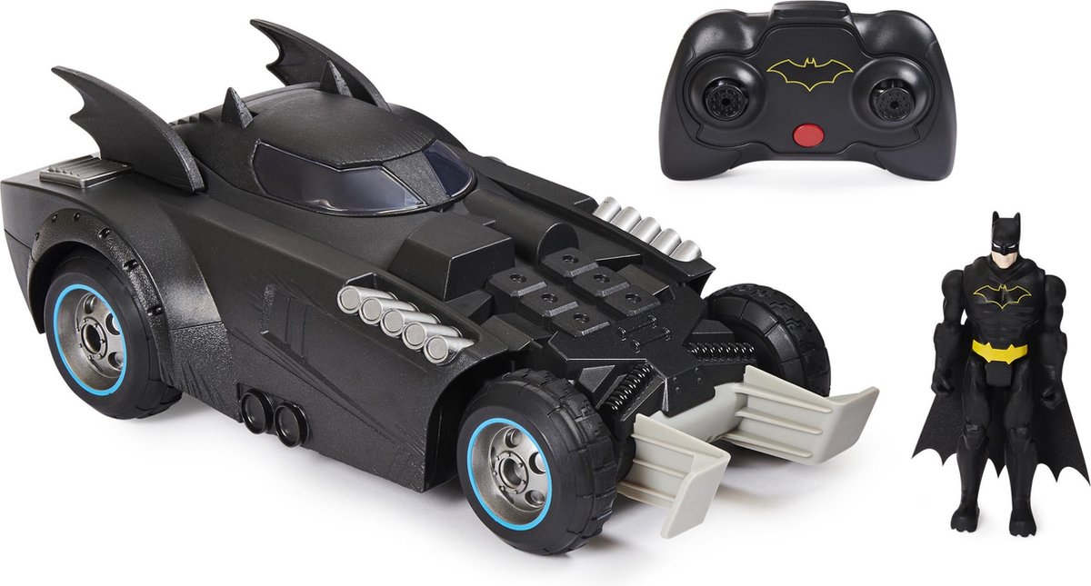 BATMAN lanceer- en bescherm-Batmobile op afstand bestuurbaar voertuig met exclusief actiefiguur van 10 cm