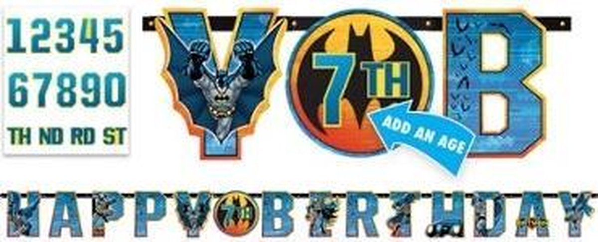 Batman leeftijd letterslinger happy birthday XL 3,2 mtr.