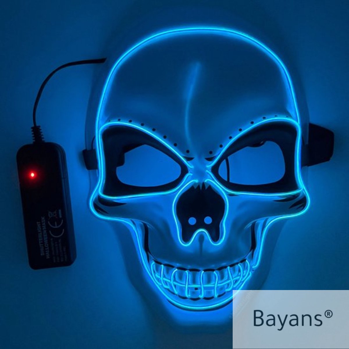 Bayans® Doodshoofd Masker - Rood - Halloween Masker - Skull Mask - LED Masker