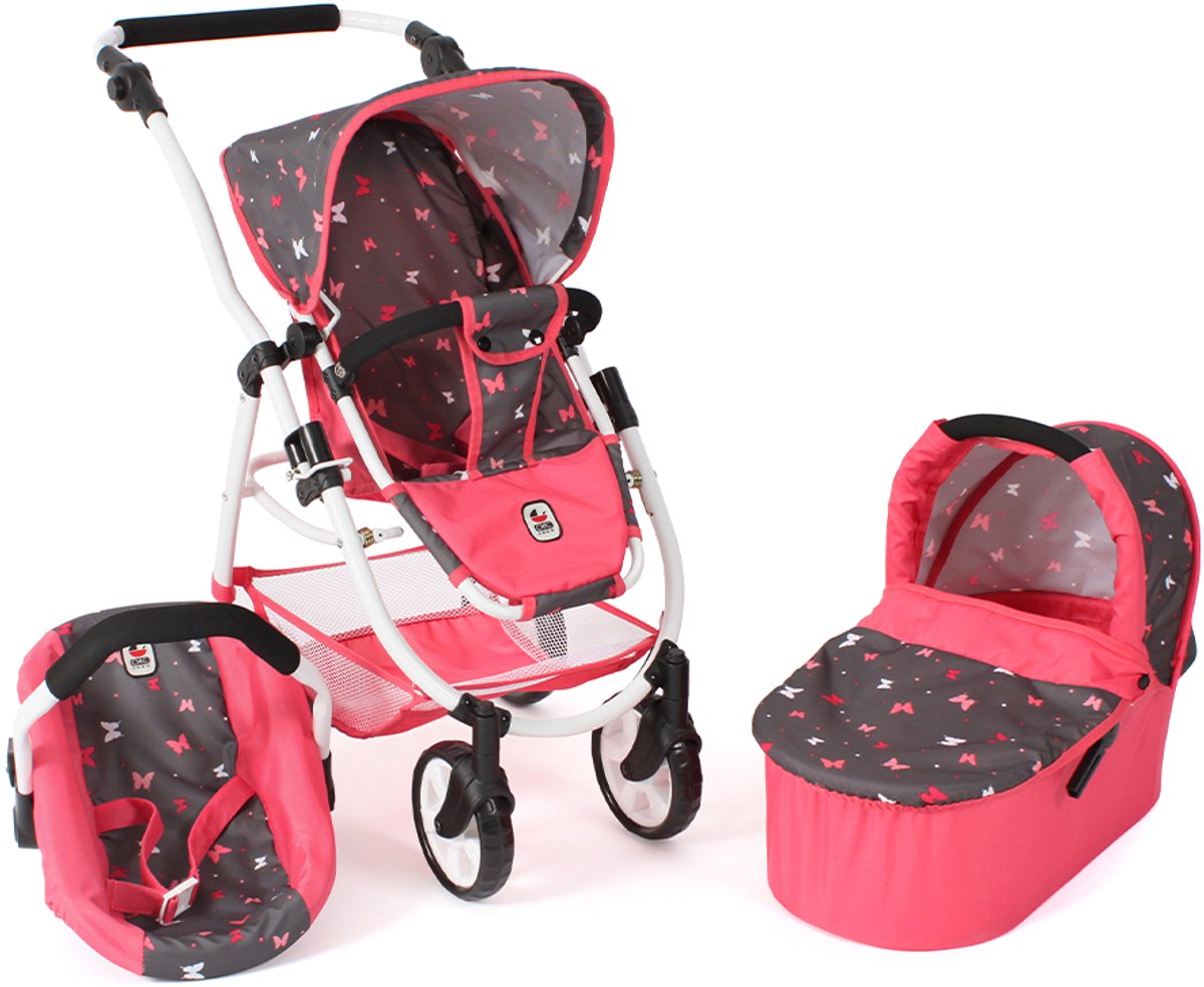   - Combi-poppenwagen Emotion - Vlinders Koraal