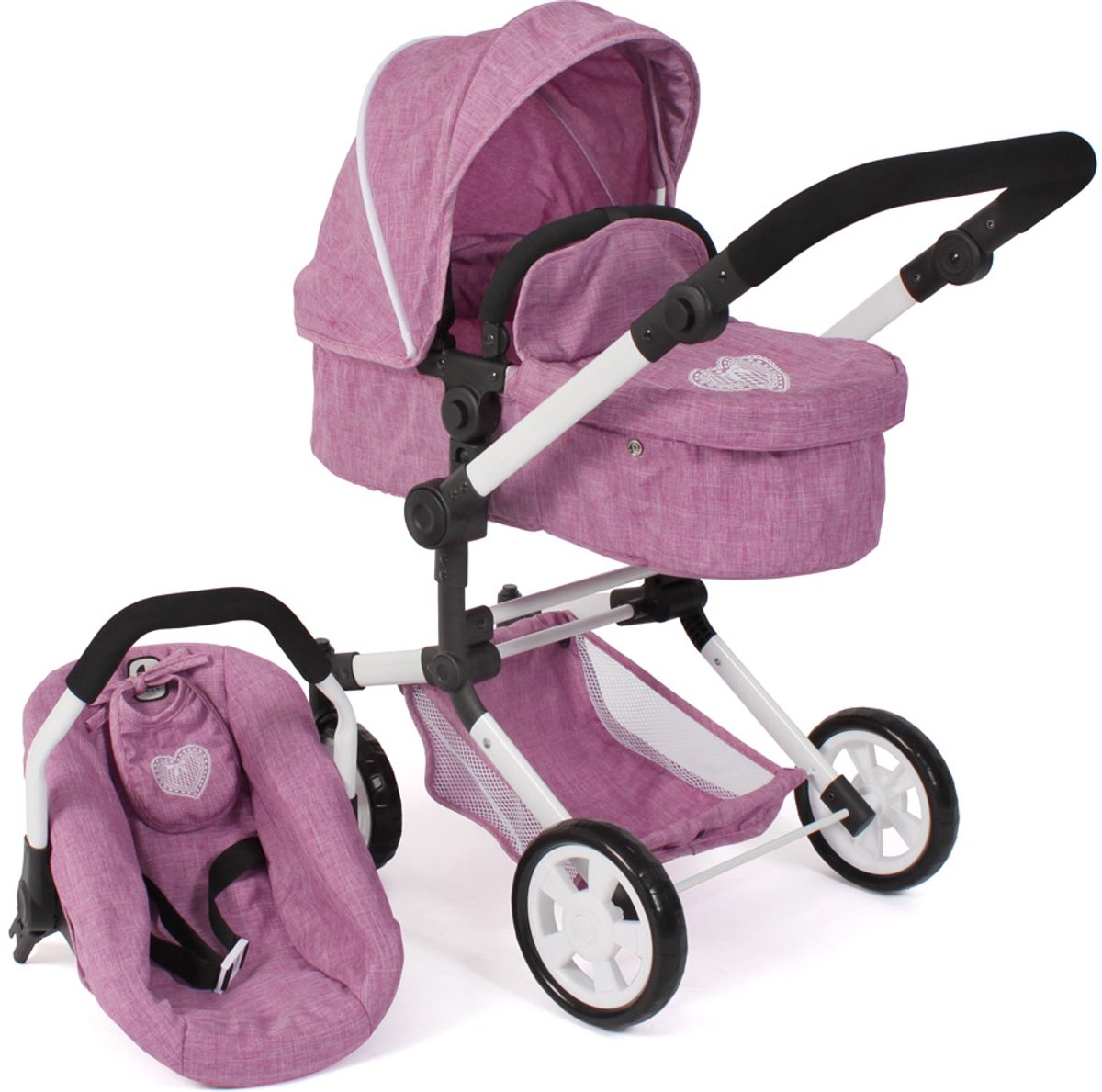   - Combi-poppenwagen Linus – Pink Jeans