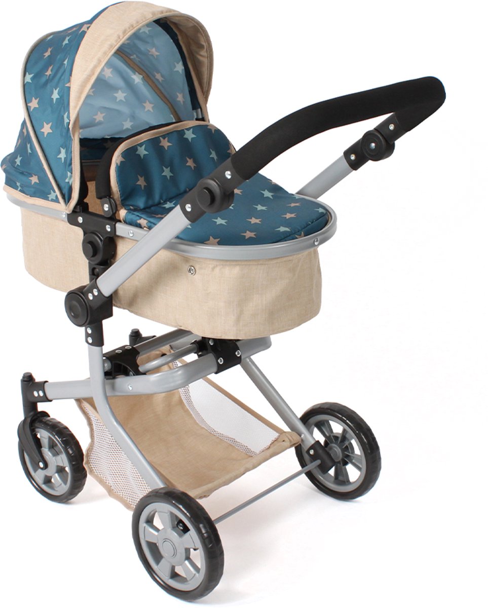   – Combi-poppenwagen Mika – Stars Turquoise Beige
