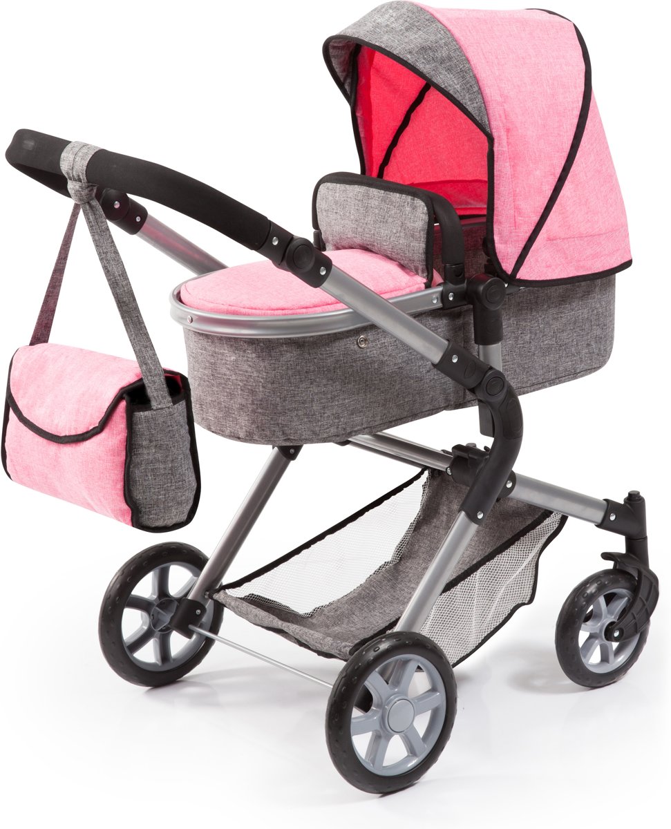   City neo poppenwagen roze/grijs