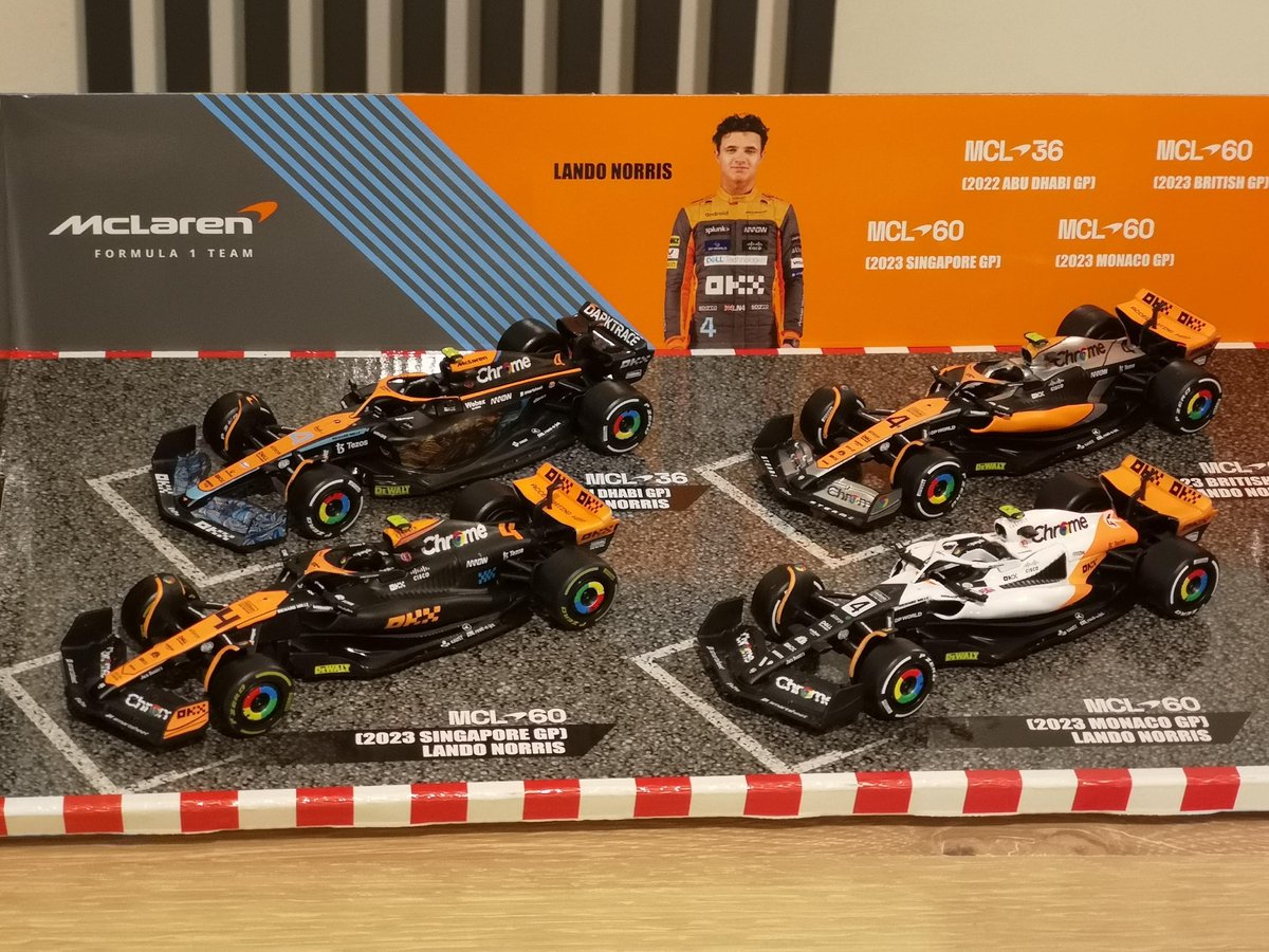 Bburago - McLaren - Lando Norris - Abu Dhabi GP 2022/British GP 2023/Singapore GP 2023/Monaco GP 2023 - 1:43