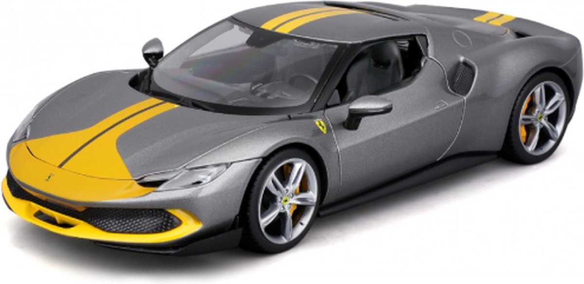 Bburago Ferrari 296 GTB Assetto Fiorano - schaal 1:18 - Miniatuurauto - Schaalmodel - Modelauto - grijs - ca 25 cm