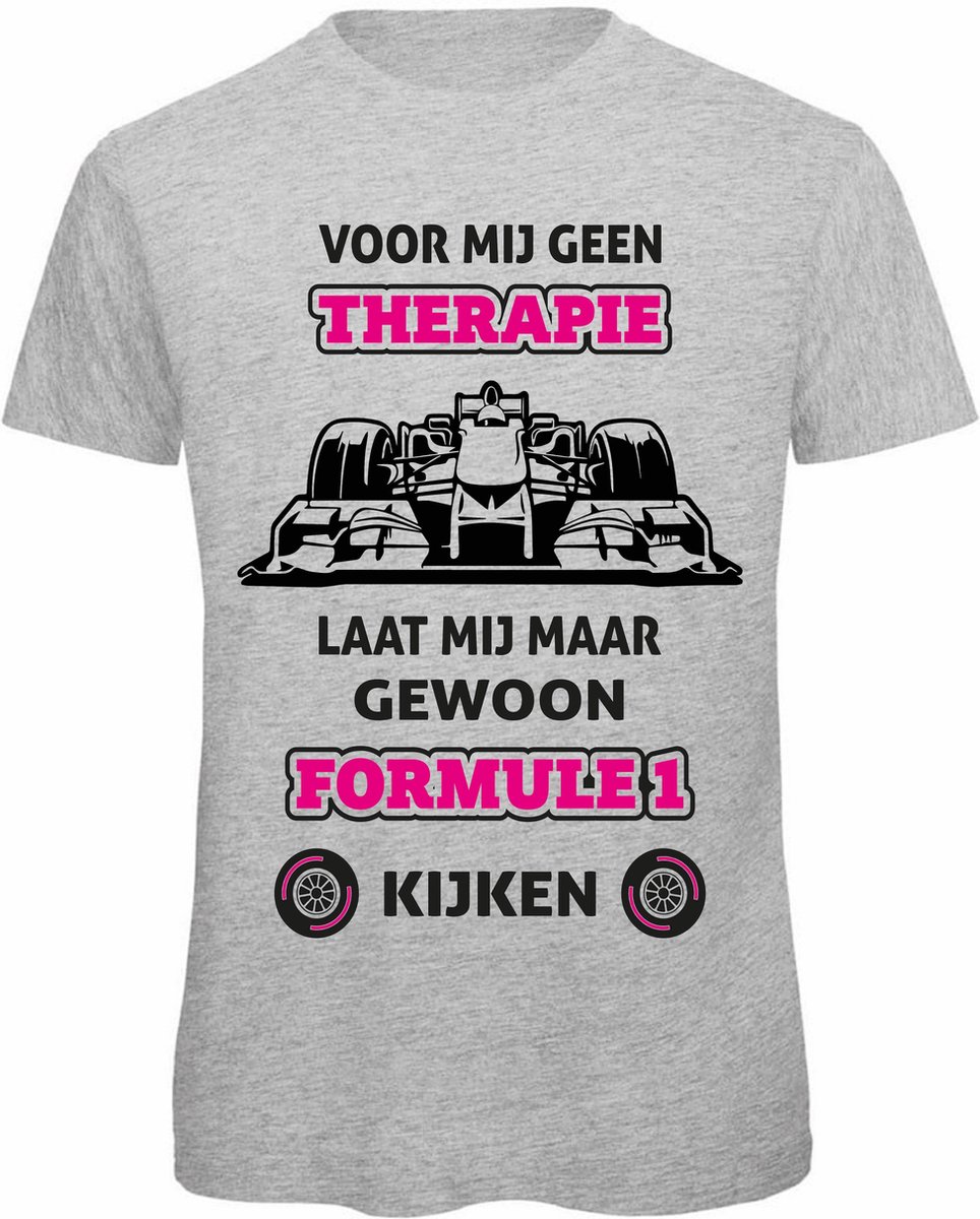 Formule 1 Grijs T-Shirt Roze Heren / Dames T-Shirt – Design Race shirt Dames – Perfect f1 raceauto Cadeau – Grappig Racing tekst shirt - Maat L
