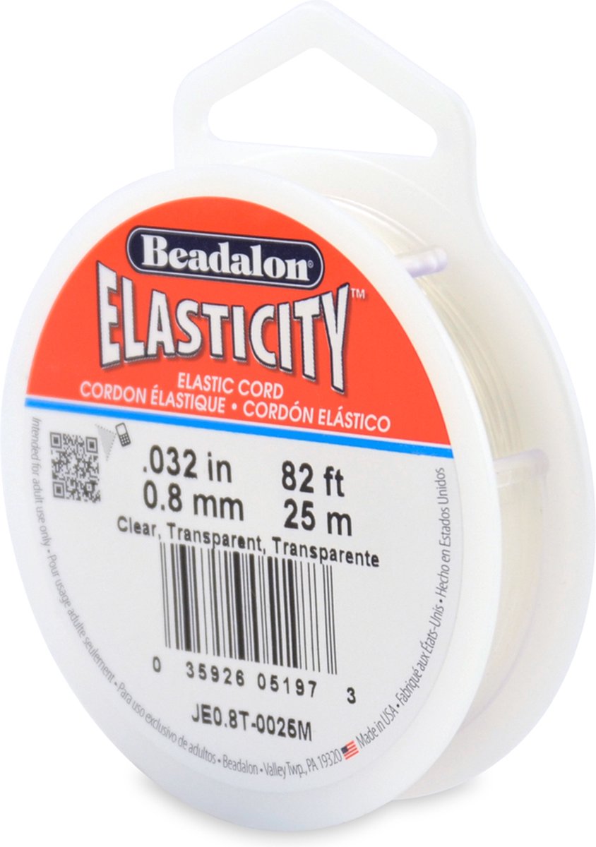   elastiek - rijgdraad - 0.8mm - 25 meter - clear/transparant
