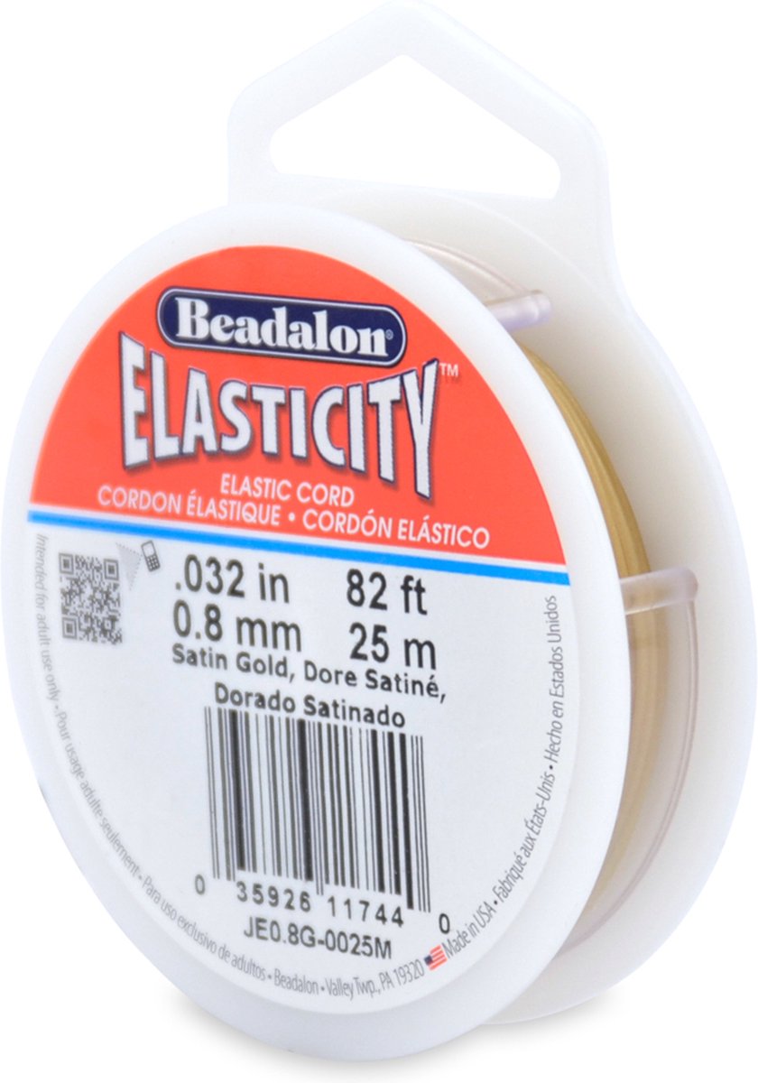 Beadalon elastiek - rijgdraad - 0.8mm - 25 meter - satin gold