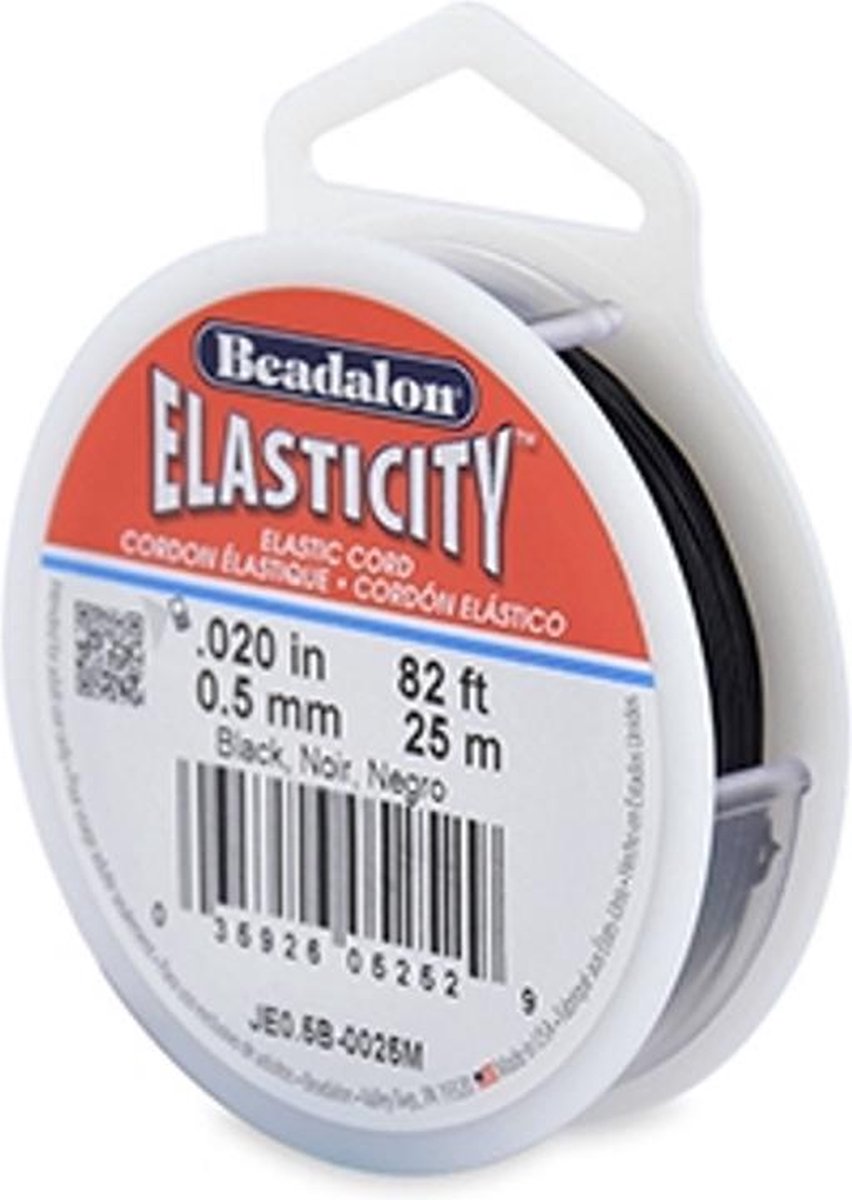 Beadalon elastiek rijgdraad 0.5mm 25 meter Black