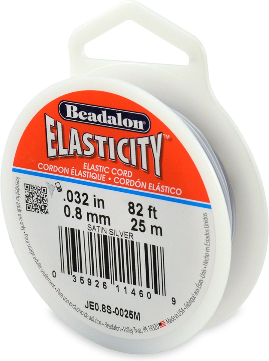 Beadalon elastiek rijgdraad 0.8mm - 25 meter - Satin silver
