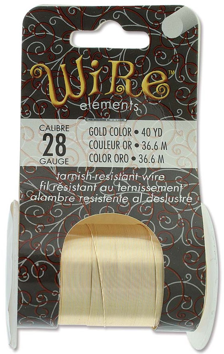 Wire Lacquered Tarnish Resistant 28 Gauge (.32mm) Gold x36.6m