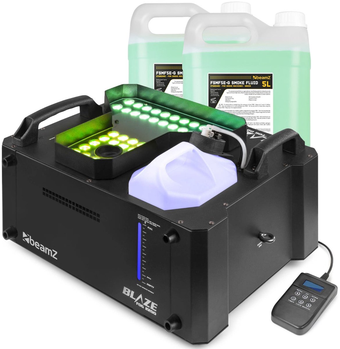   BLAZE2200 rookmachine - Horizontale en verticale rook - 48x 4W RGBA LED’s - Met 10L vloeistof