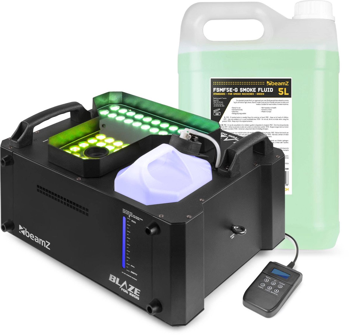   BLAZE2200 rookmachine - Horizontale en verticale rook - 48x 4W RGBA LED’s - Met 5L vloeistof