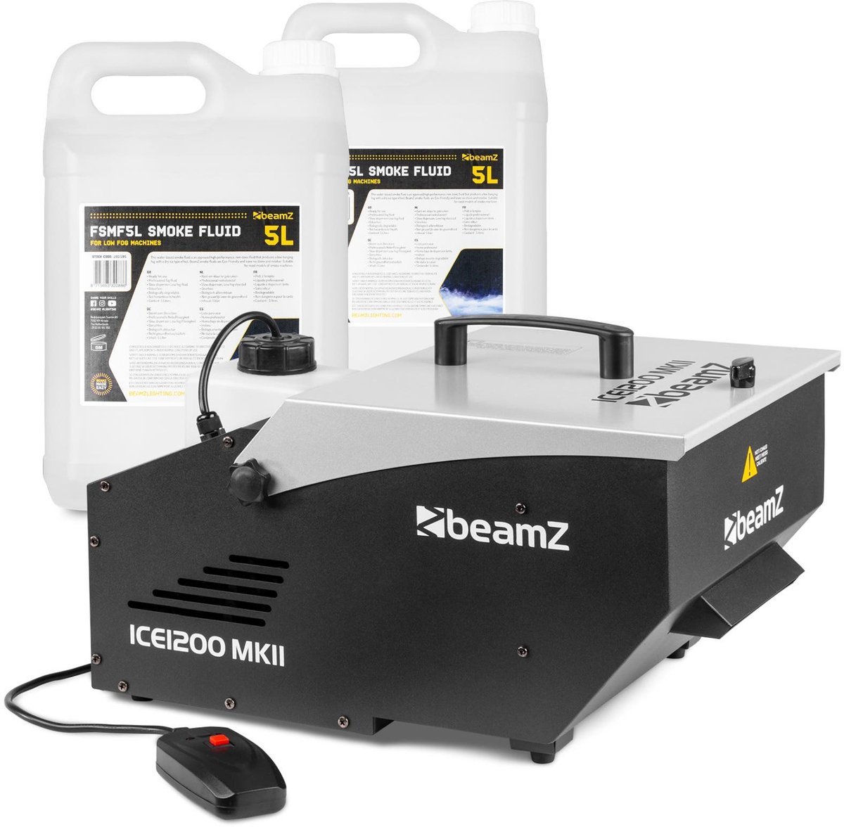   ICE1200 MKII low fog rookmachine - Met 10 liter low fog rookvloeistof en afstandsbediening