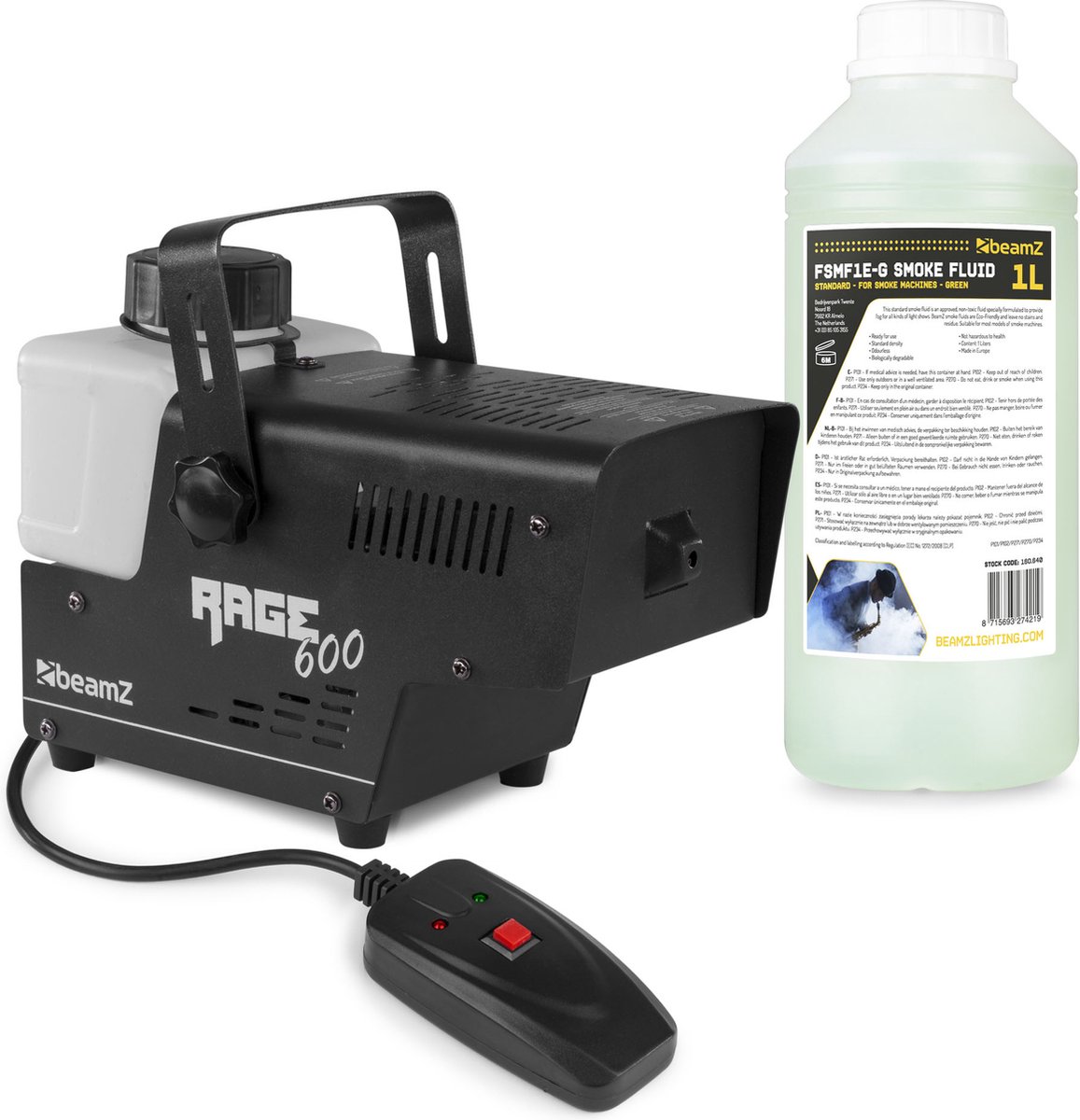   RAGE600I rookmachine met 1 liter rookvloeistof - 600W