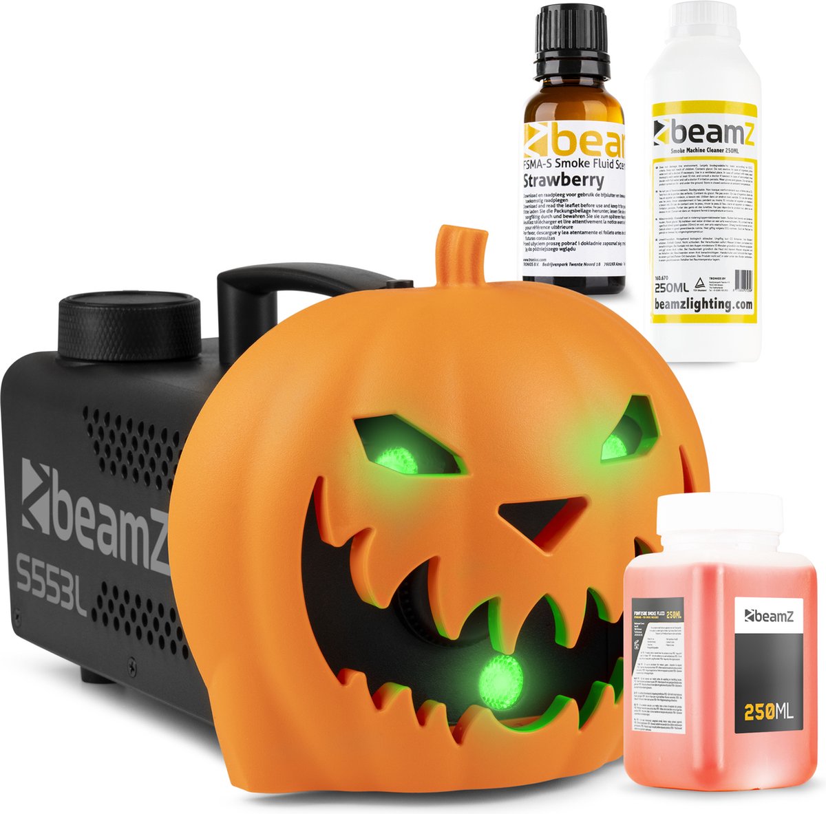     Halloween - Pompoen rookmachine starterset - Met LED lichteffecten