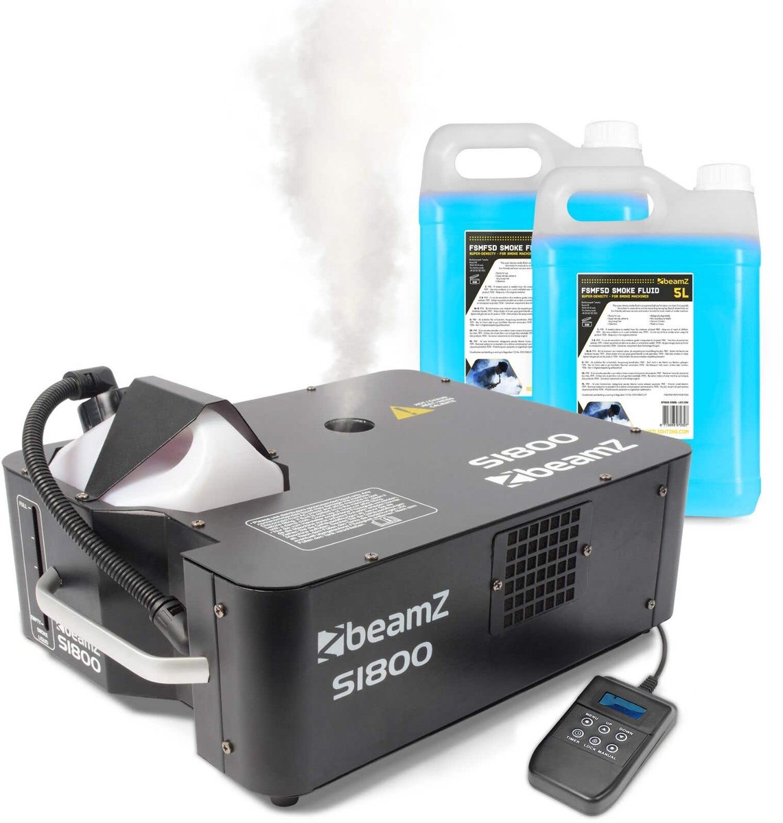 BeamZ S1800 rookmachine set - Horizontale en verticale rookmachine - Met 10 liter rookvloeistof