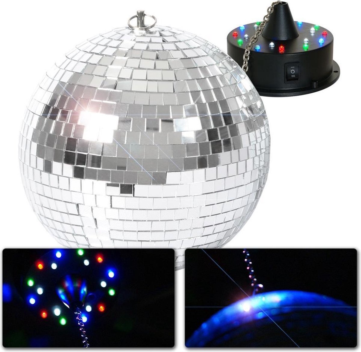   Spiegelbol 20cm met Motor en LED verlichting