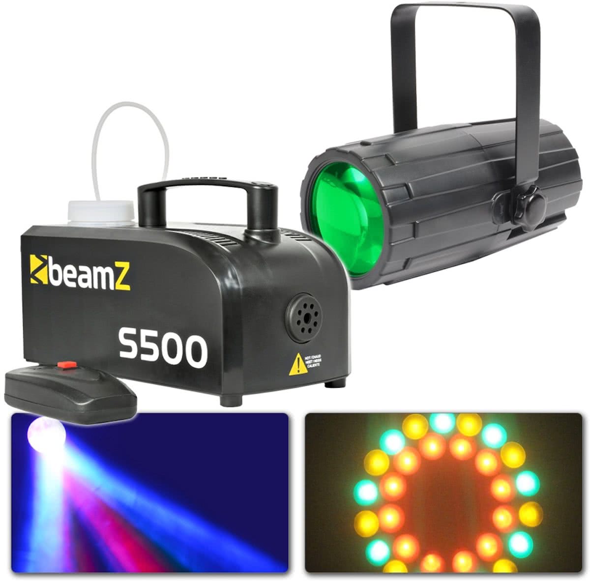 BeamZ lichtset met Moonflower en S500 rookmachin