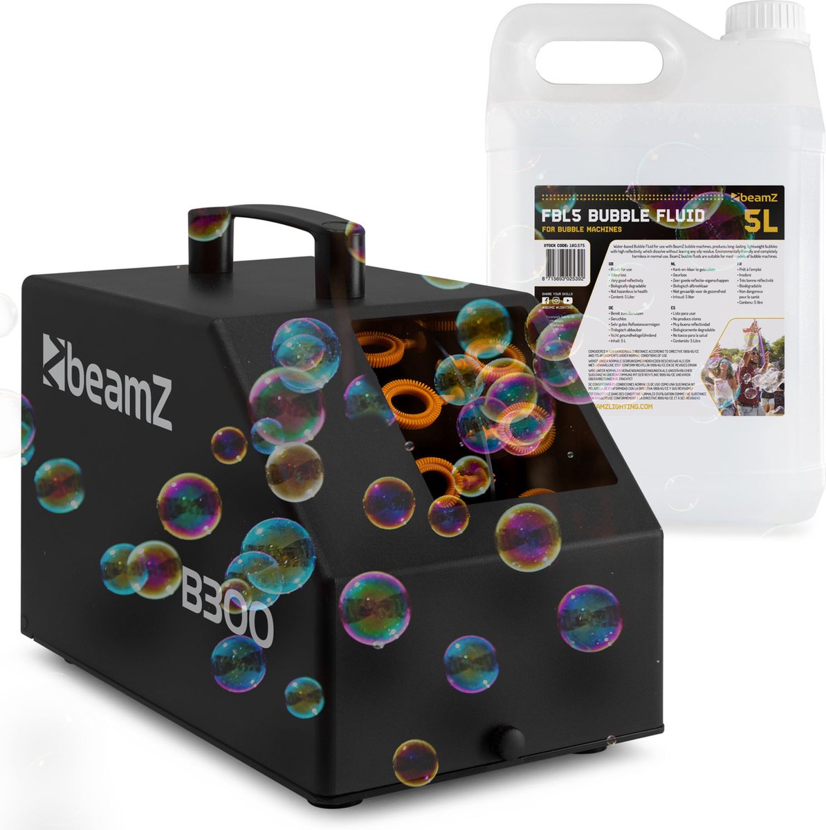  machine -   B300 - ideaal voor kinderfeestjes - met 5L vloeistof en afstandsbediening - zwart