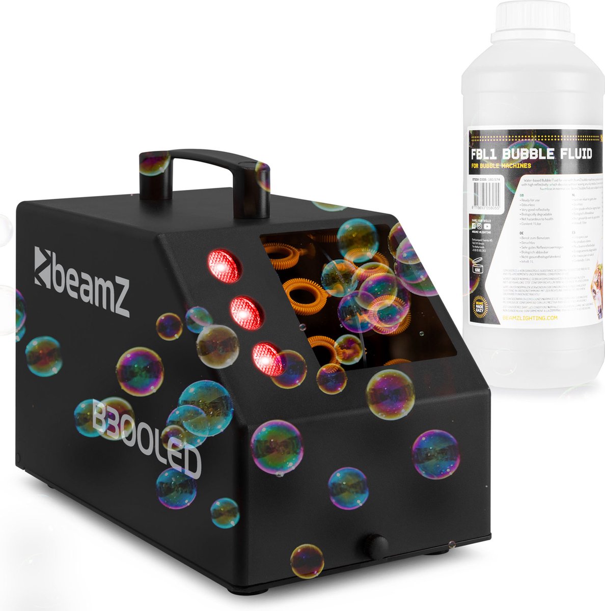  machine -   B300LED - ideaal voor kinderfeestjes - met 1L vloeistof en afstandsbediening - zwart