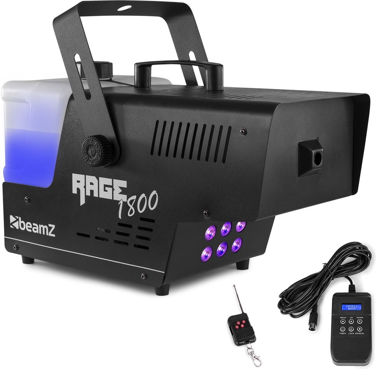 Rookmachine - BeamZ RAGE1800LED met draadloze en bedrade afstandsbediening