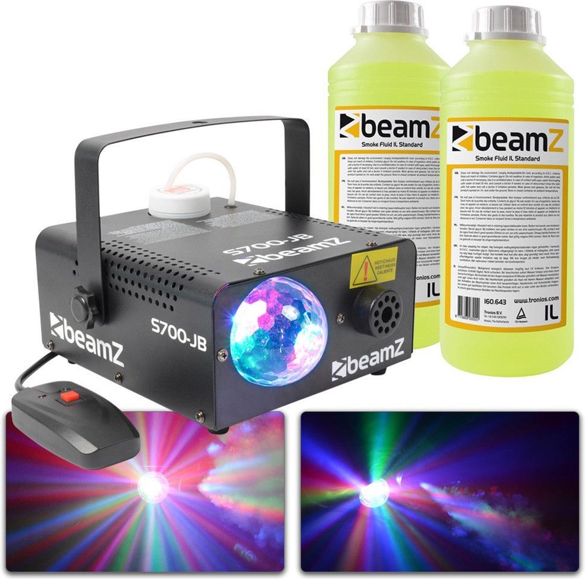   - Beamz S700-JB met Jelly Ball discolamp en 2L rookvloeistof