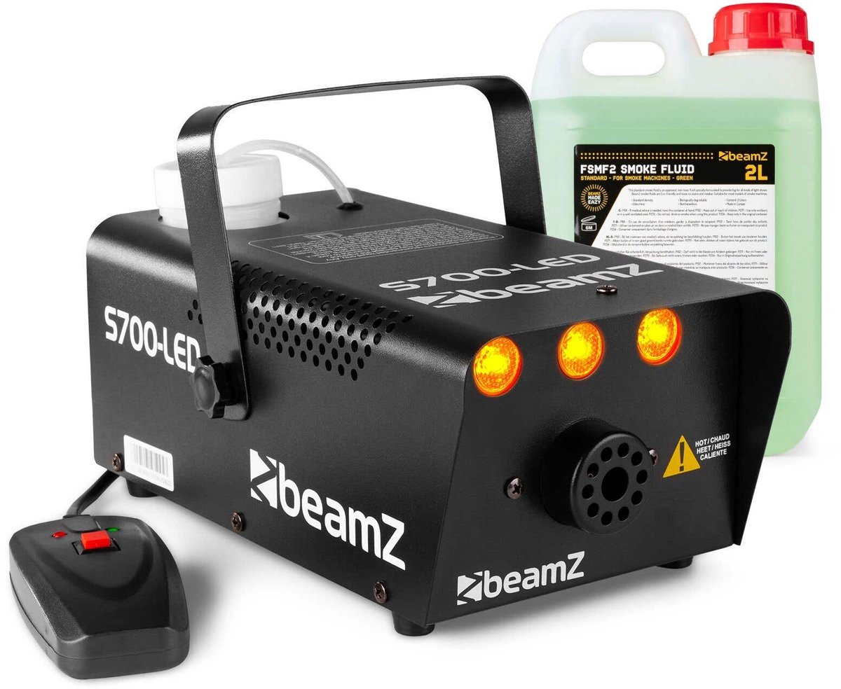 Rookmachine met Vlam effect - BeamZ S700LED - Afstandsbediening - 2 Liter vloeistof - 3 LEDs - 700W