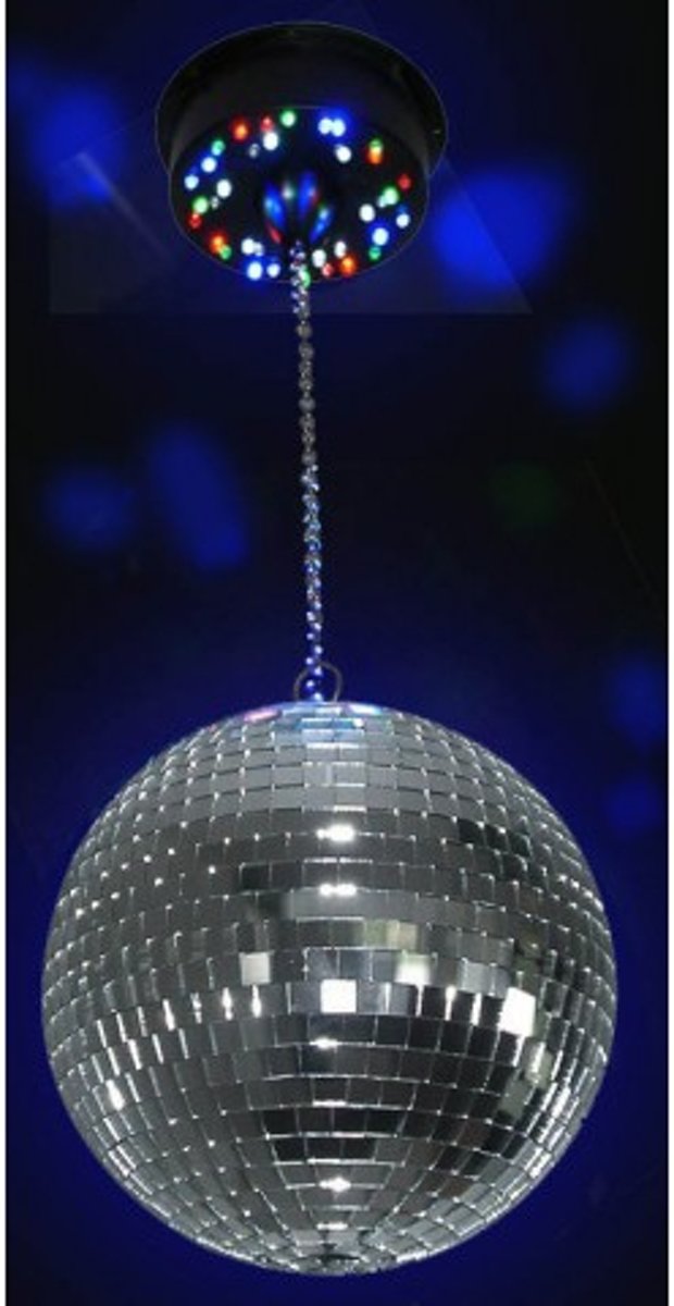 Spiegelbol met motor en LED verlichting