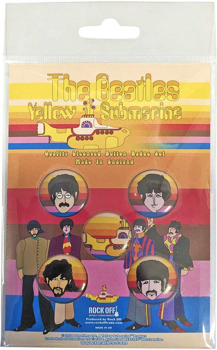 The Beatles - Yellow Submarine Portrait Badge/button - Set van 5 - Multicolours