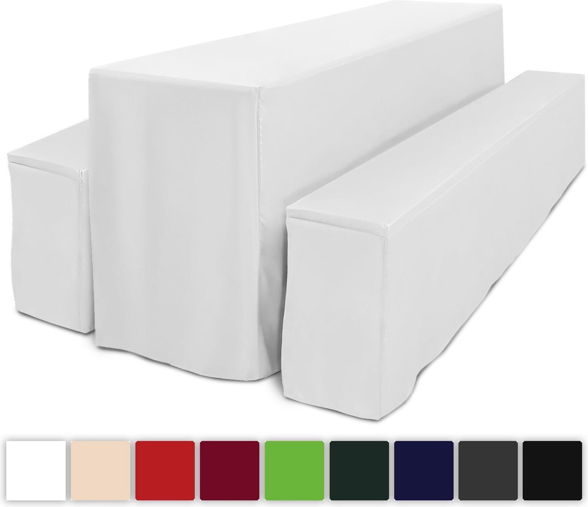   Biertischhusse Comfort L 3tlg. Set lang 220x50cm wit