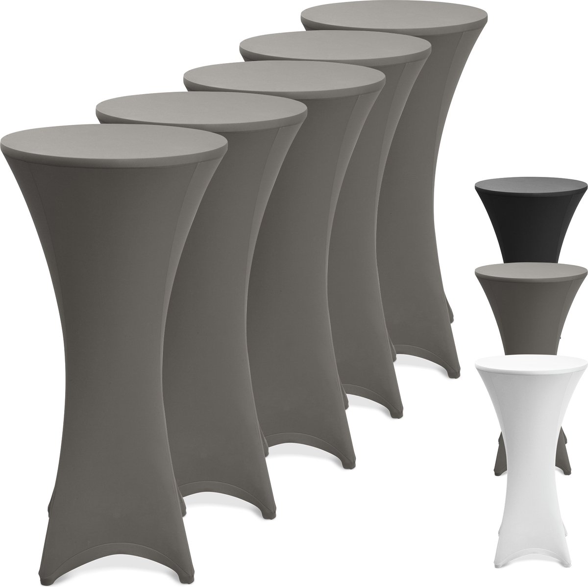 Beautissu Statafelhoes Stella Ø 60 cm statafelrok voor statafel – feest decoratie geschikt voor horeca – feestversiering stretch voor elk tafel – set van 5 antraciet