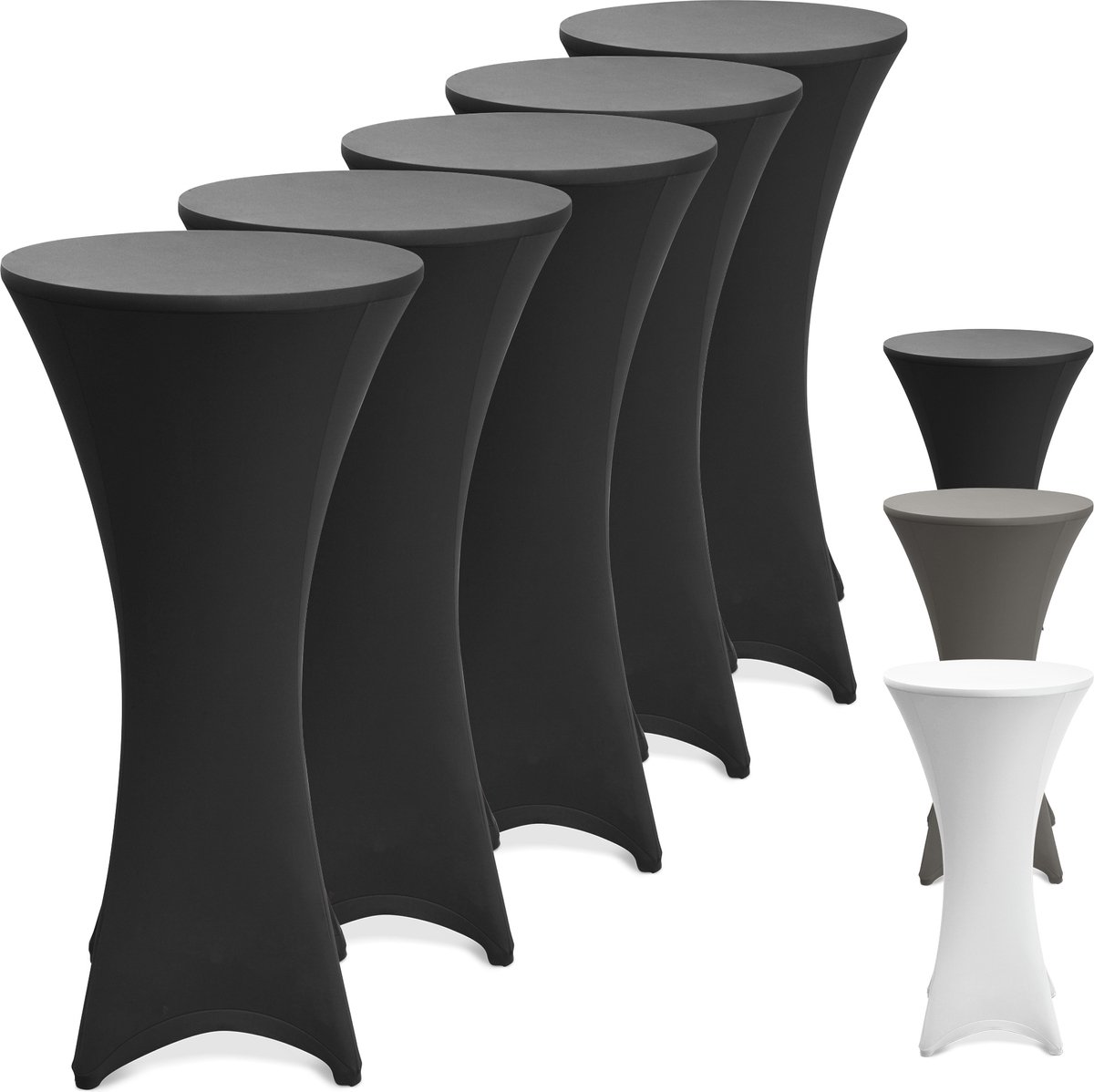   Statafelhoes Stella Ø 60 cm statafelrok voor statafel – feest decoratie geschikt voor horeca – feestversiering stretch voor elk tafel – set van 5 zwart