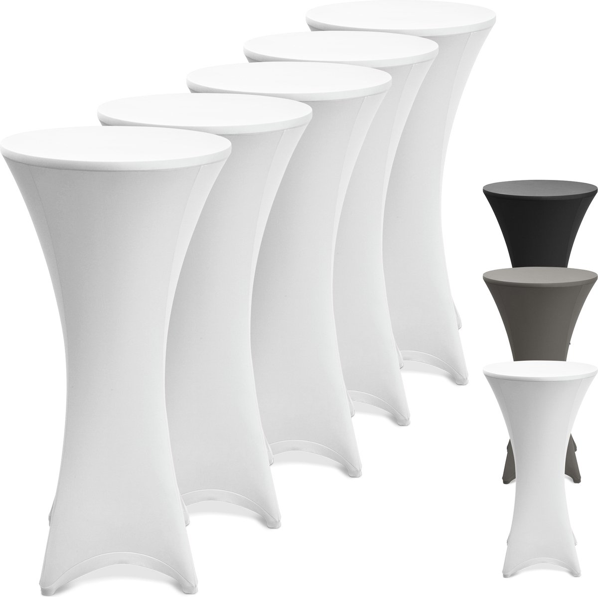 Beautissu Statafelhoes Stella Ø 70 cm statafelrok voor statafel – feest decoratie geschikt voor horeca – feestversiering stretch voor elk tafel – set van 5 wit