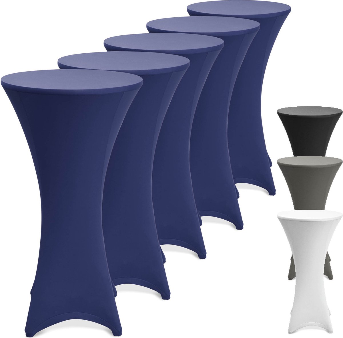 Beautissu Statafelhoes Stella Ø 80 cm statafelrok voor statafel – feest decoratie geschikt voor horeca – feestversiering stretch voor elk tafel – set van 5 blauw