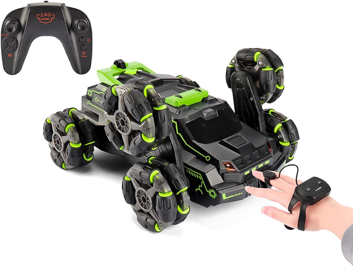 Afstandsbediening auto speelgoed - RC stuntauto - Gebarenbesturing - 2,4 GHz draadloze afstandsbediening - Met LED-licht - Geschikt voor buitenspelen van kinderen