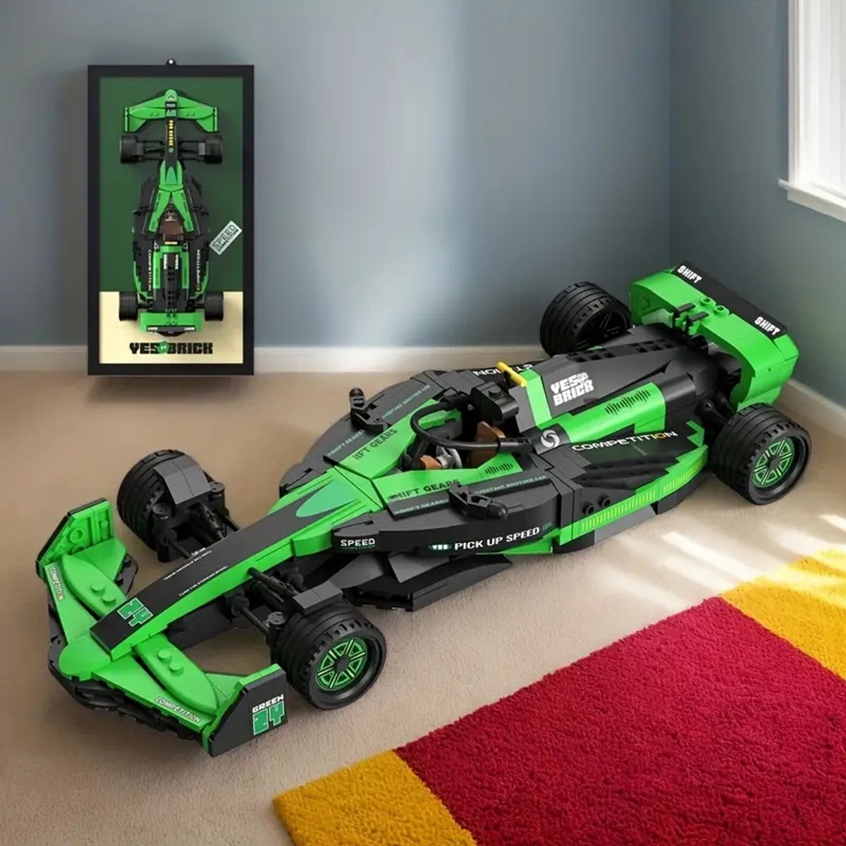 Bouwpakket Raceauto - raceauto bouwstenen - F1 Auto Model - 938 Delig - Met Stuur- & Ophanging-Beweging - 2 Ontwerpstijlen - Groene Kleur - Voor Volwassenen & Verzamelaars