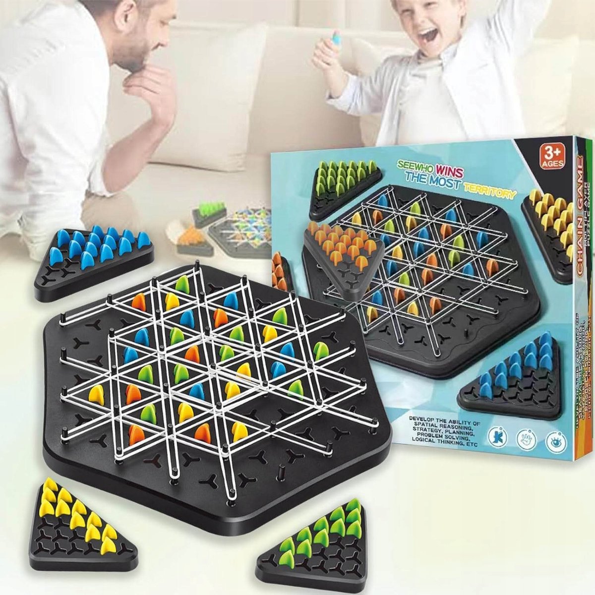 Kettingschaakspel - Strategisch bordspel - Bordspellen - Interactief educatief speelgoed - Multiplayer puzzelspellen