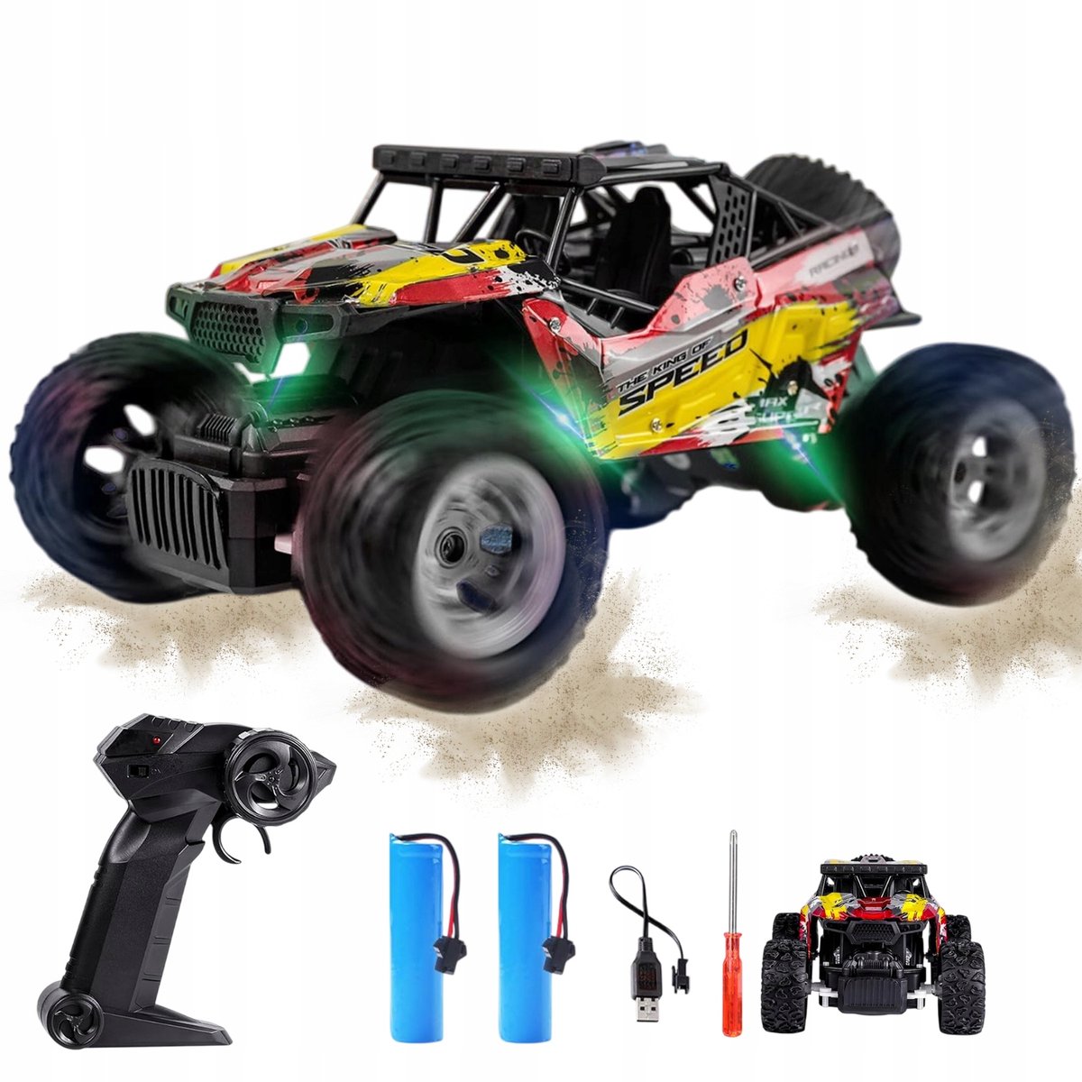 Off-road afstandsbediening auto - RC auto speelgoed - All Terrain - 10 km/u - met kleurrijke LED-verlichting - 2,4 GHz anti-interferentie - Perfect cadeau voor kinderen
