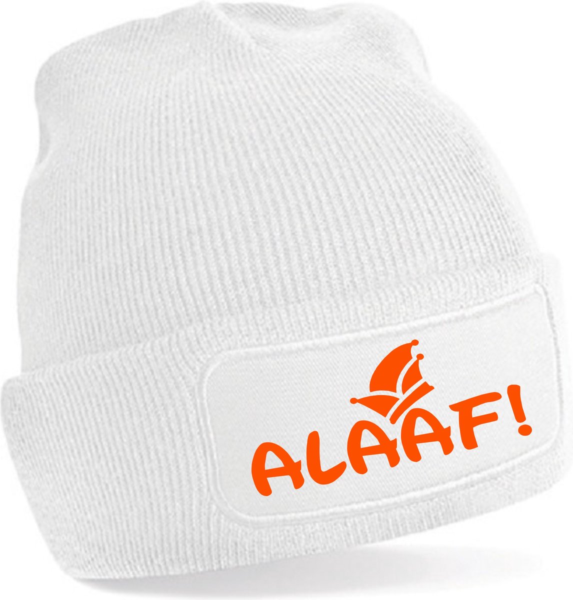 MUTS ALAAF WIT met NEON ORANJE - CARNAVAL one size fits all