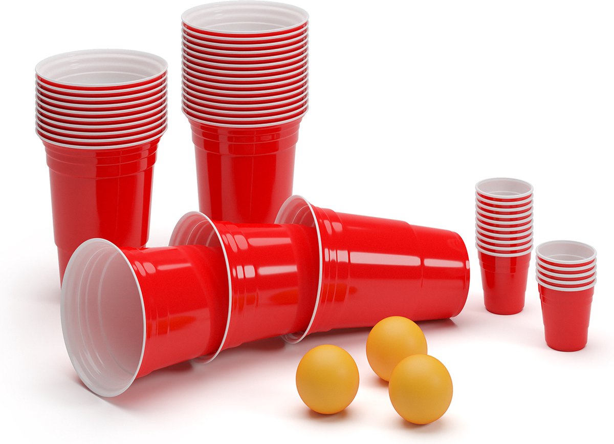Federer Ultimate Beer Pong feestpakket rode bekers, Shot Cups incl. ballen