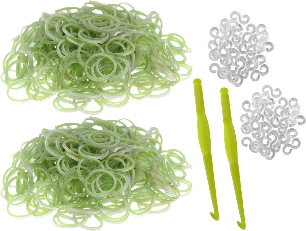 Behave - 600 Loombandjes - Grijs-Groen - Met Weefhaken & S-clips - Latexvrij - Creatief Speelplezier