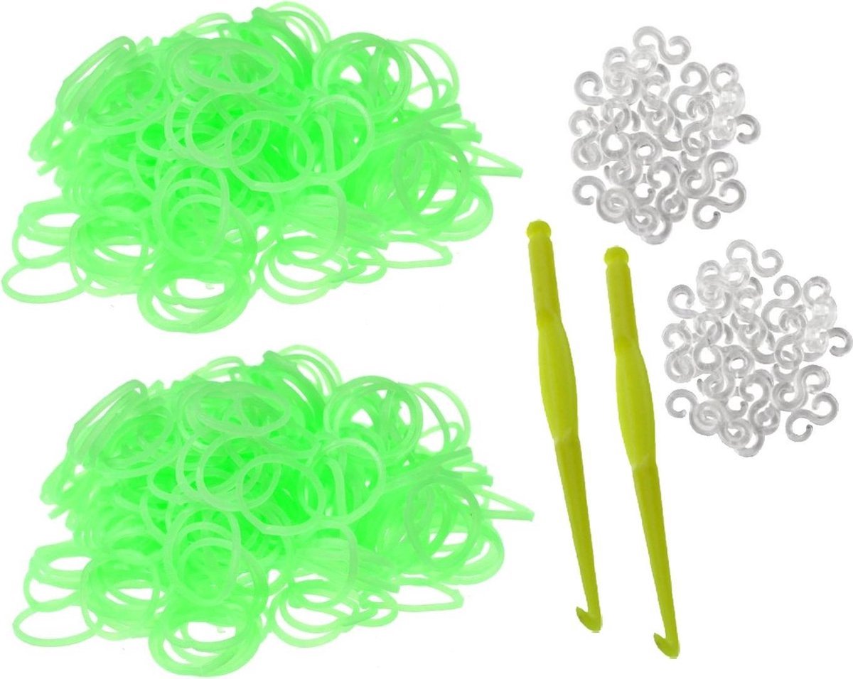   - 600 Loombandjes - Groen - Met Weefhaken & S-clips - Latexvrij - Creatief Speelplezier