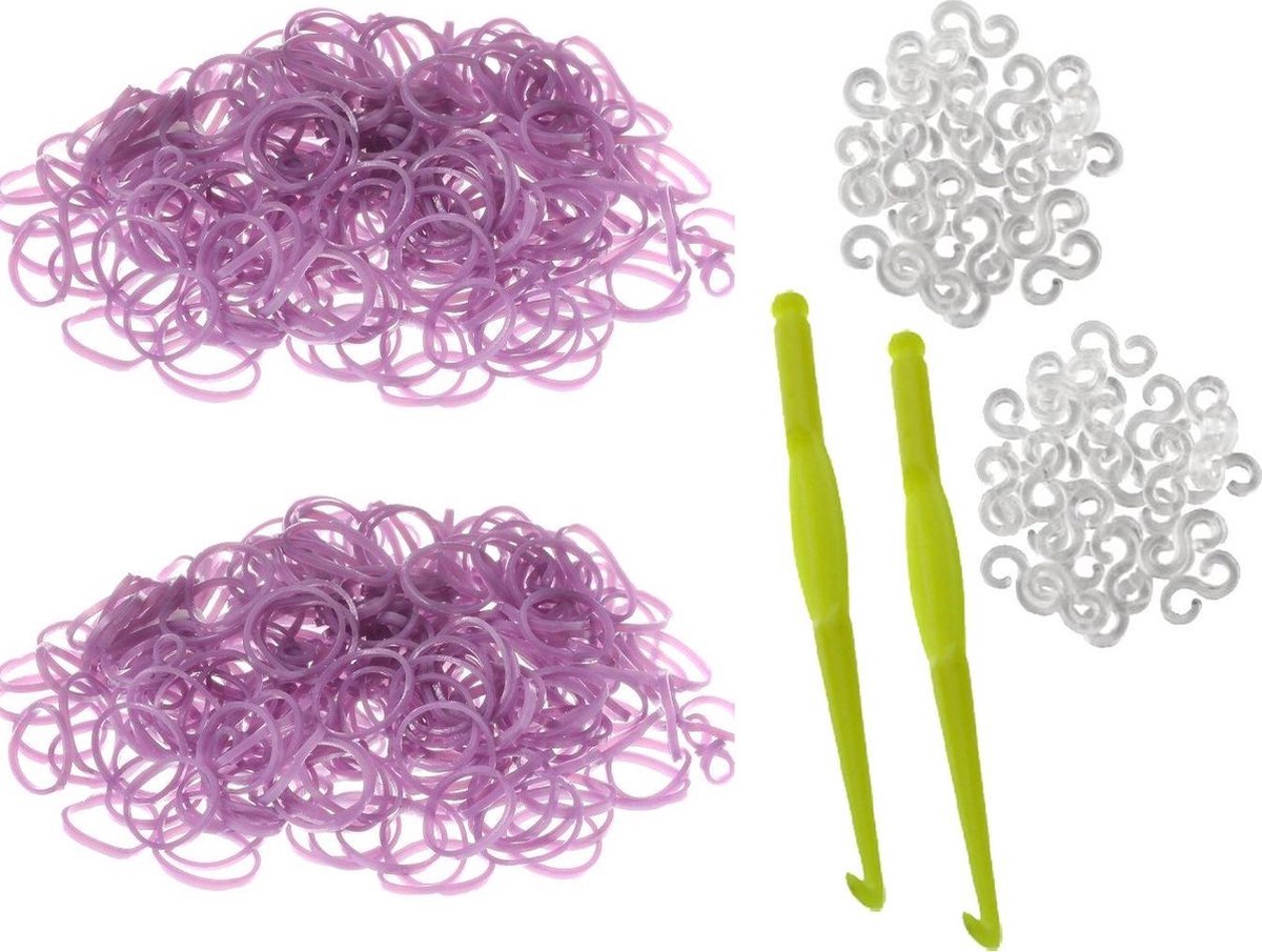   - 600 Loombandjes - Paars - Met Weefhaken & S-clips - Latexvrij - Creatief Speelplezier