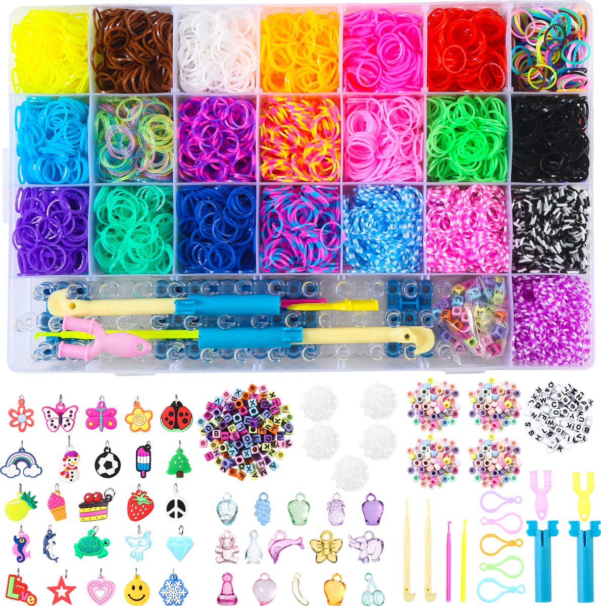 Behave Loombandjes Starterspakket - Loombox - Loomelastiekjes - Loomen - Loom Pakket - Latexvrij - 6460-Delig