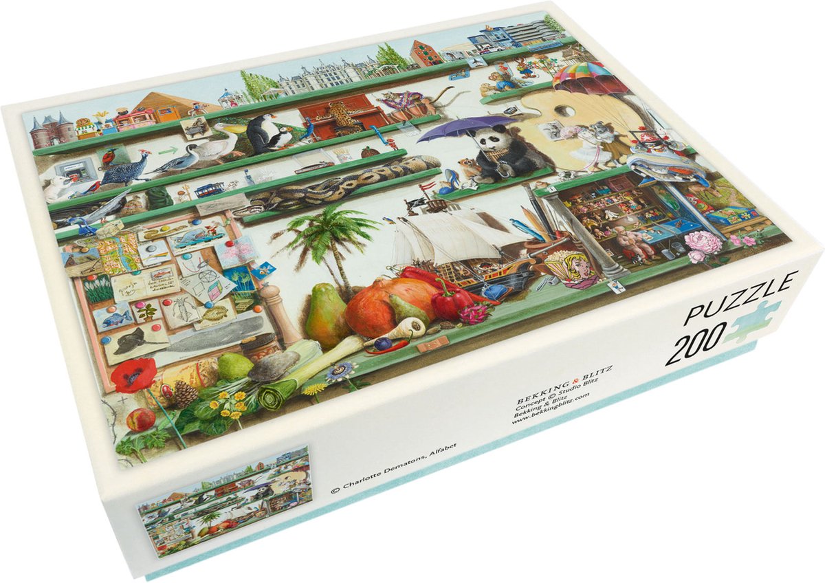 Bekking & Blitz - Puzzel - 200 stukjes - Uit het prentenboek Alfabet - Kunst - Letter P - Charlotte Dematons