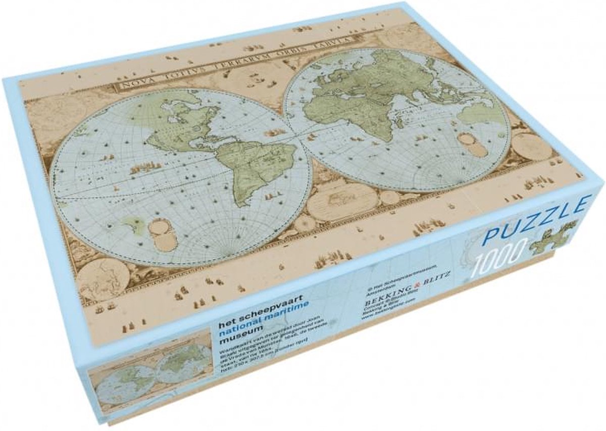 Puzzel (1.000 stukjes): Wandkaart van de wereld door Joan Blaeu, Het Scheepvaartmuseum