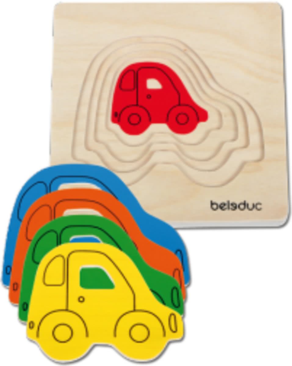 Houten lagen puzzel auto