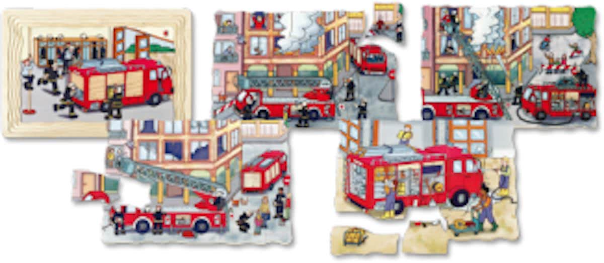 Houten lagen puzzel brandweer
